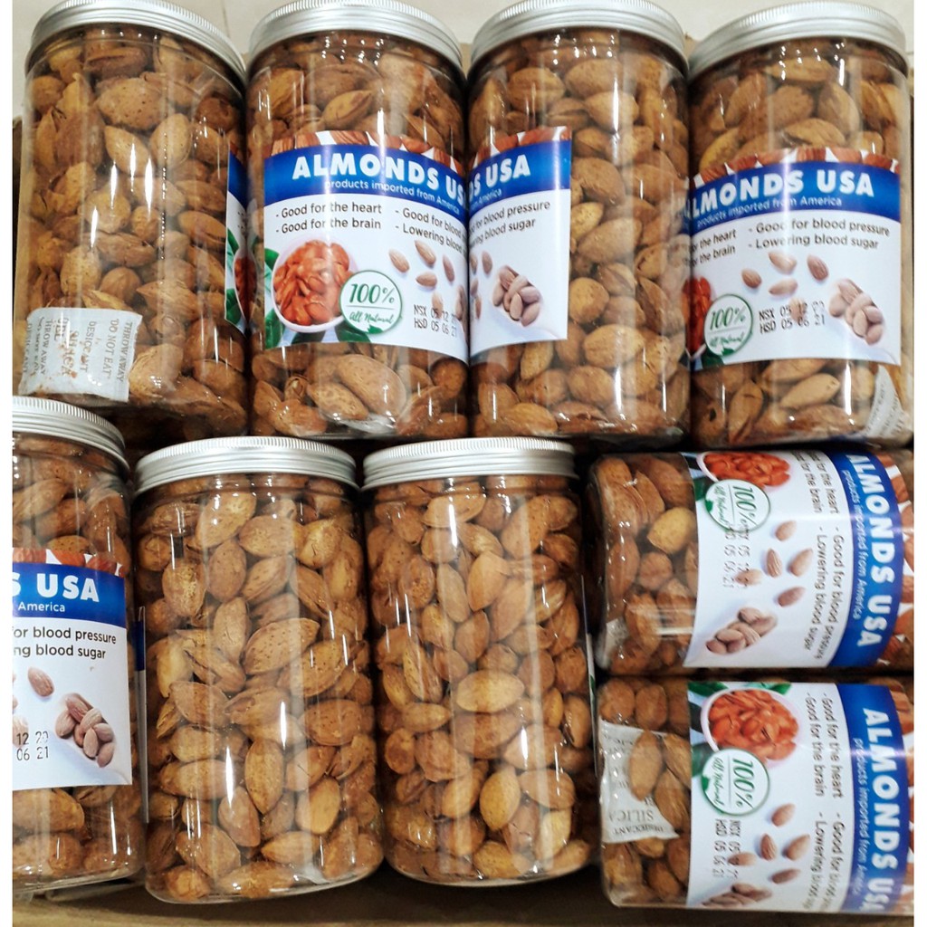 Hũ 500g Hạnh nhân rang bơ vỏ mỏng mỹ