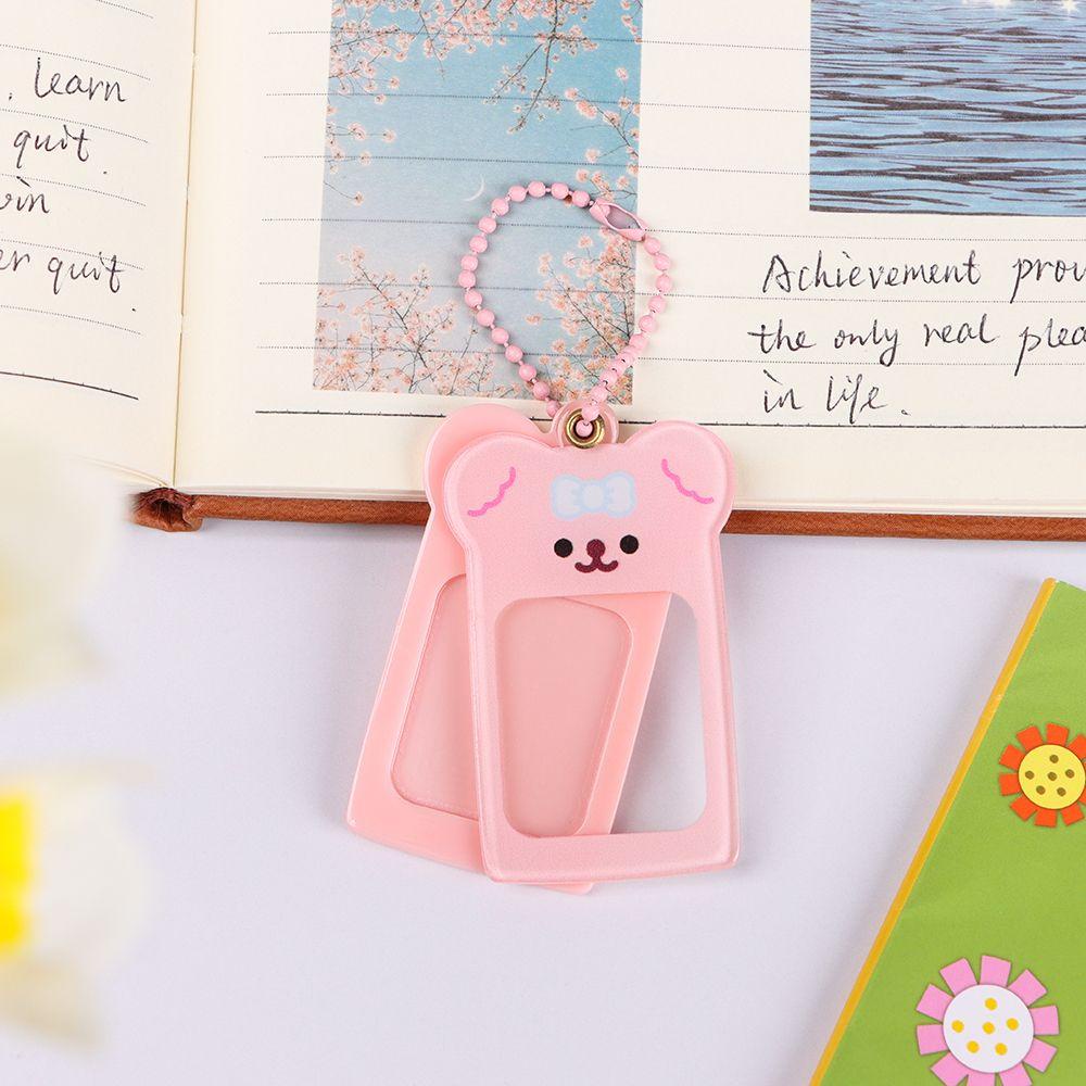 RAINBOW Gift Keyring Kawaii Bear Key Holder Keychain Kpop Idol Star Pendant DIY Acrylic Photo Picture Frame Photocard Holder/Multicolor