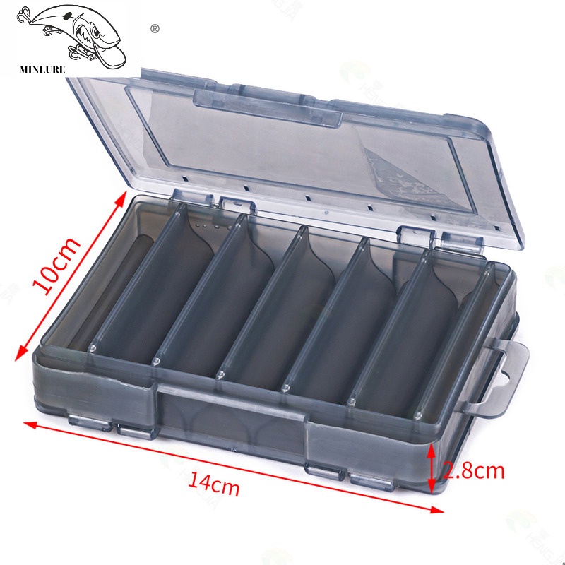Hộp đựng mồi câu lure 2 mặt phụ kiện câu cá mini nhựa cứng cáp chốt khóa nắp hộp chắc chắn