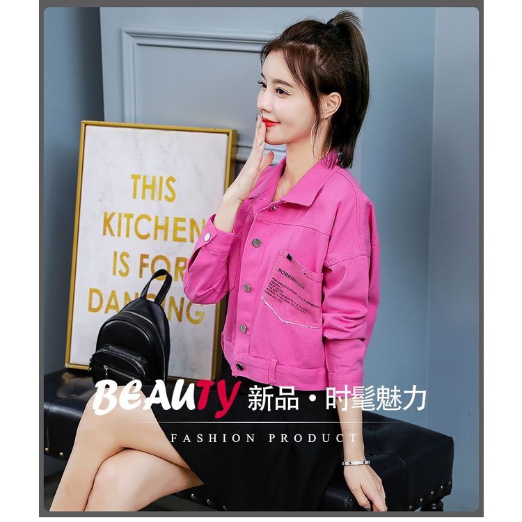 Áo Khoác Denim Ngắn Dáng Rộng Thời Trang Xuân Thu 2022 Cho Nữ