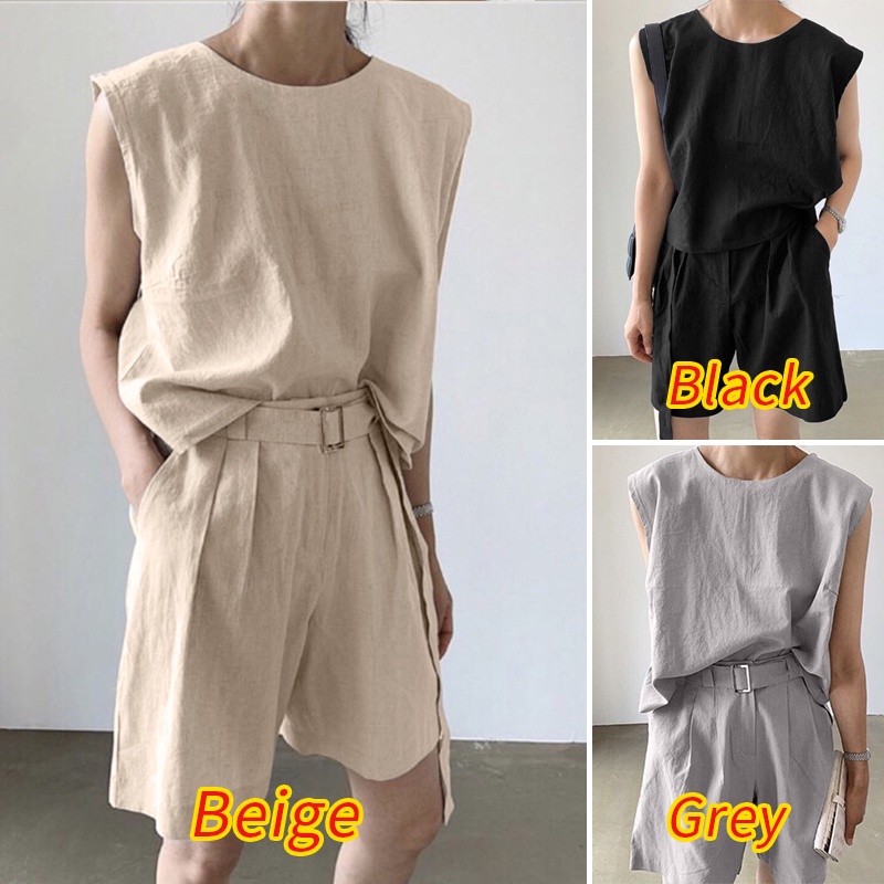 Set áo sát nách Zanzea cổ tròn + quần short lưng thun thời trang Hàn Quốc cho nữ