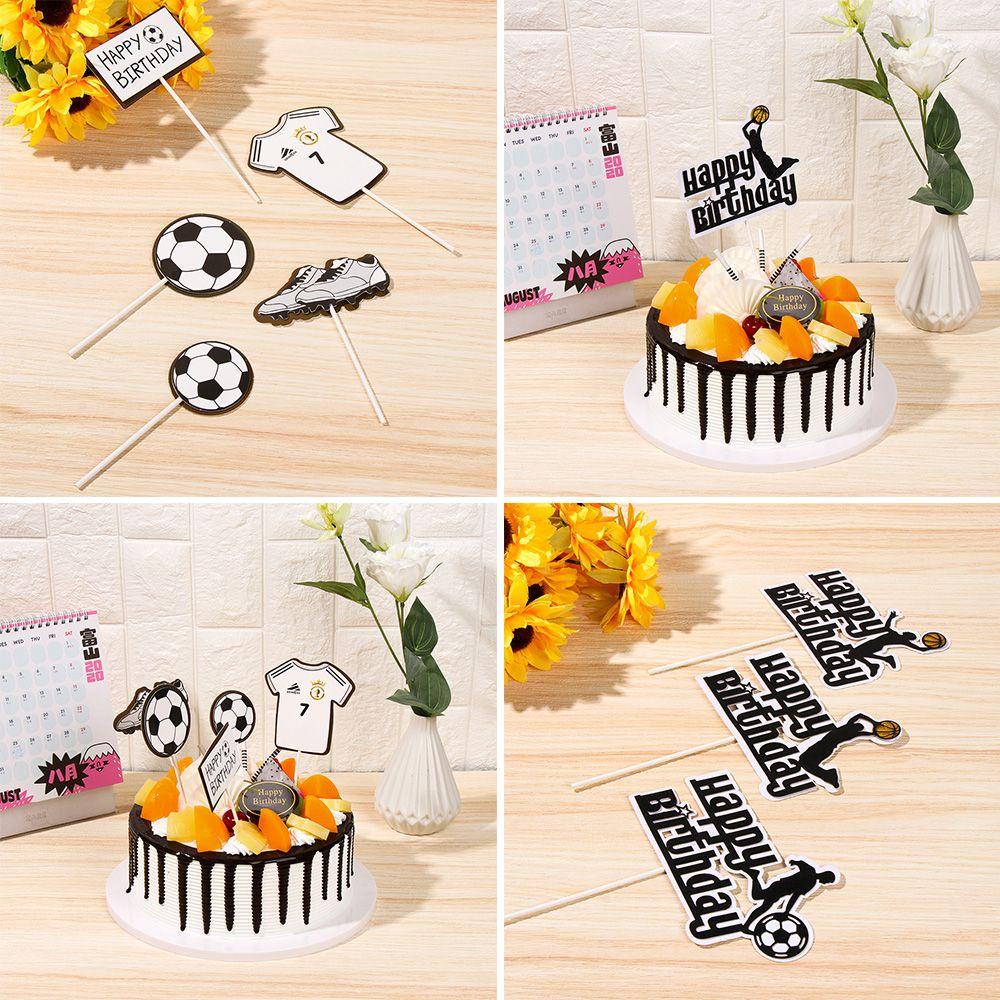 PINEVN Cây Cắm Trang Trí Bánh Kem Hình Bóng Rổ / Bóng Đá / Bóng Đá Dành Cho Trẻ Em