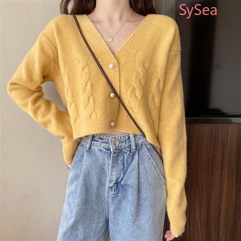 Áo cardigan cổ chữ V tay dài kiểu croptop thời trang mùa thu trẻ trung cho nữ | BigBuy360 - bigbuy360.vn