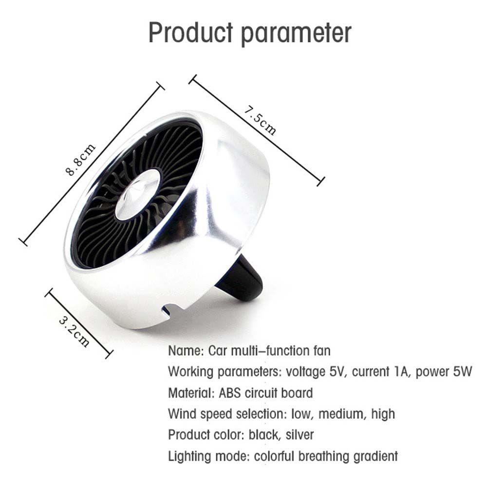Quạt Điện Mini Tích Hợp Đèn LED Gắn Khe Thông Gió Xe Hơi