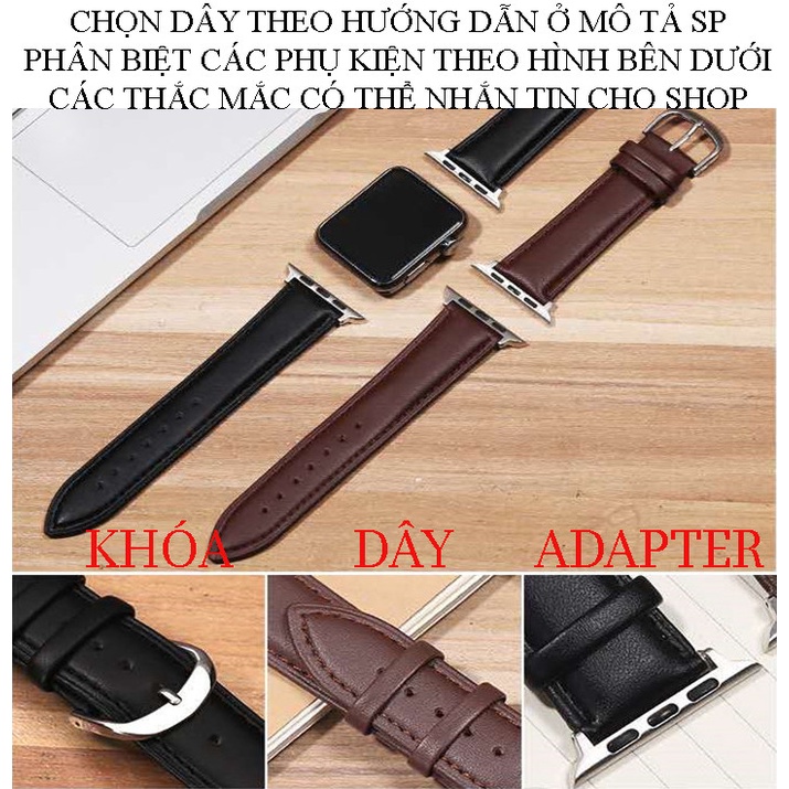Dây đồng hồ apple watch DA BÒ XỊN KHÓA BUỚM cực mềm cho iwatch series 3 4 5 6 7 se hermes dây apple watch da seri