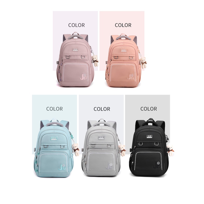 Balo đi học nữ nam kiểu basic màu pastel trơn thời trang unisex đựng laptop 15.6inch vải cao cấp chống nước 9502