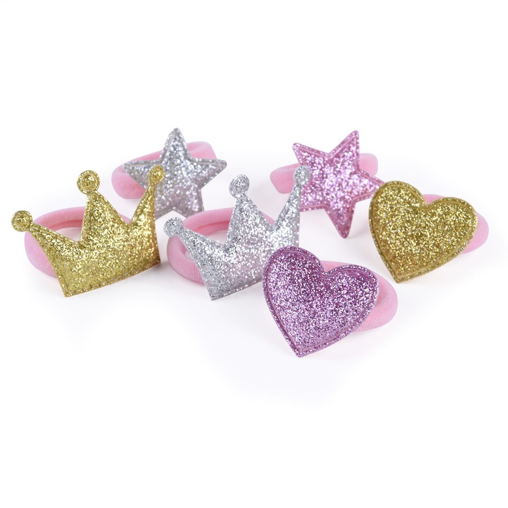 Set 2 dây buộc tóc KIDSBOWS hình ngôi sao/trái tim/vương miện dễ thương cho bé gái