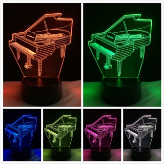 Đèn Led Để Bàn Hình Đàn Piano 3D Đổi Màu