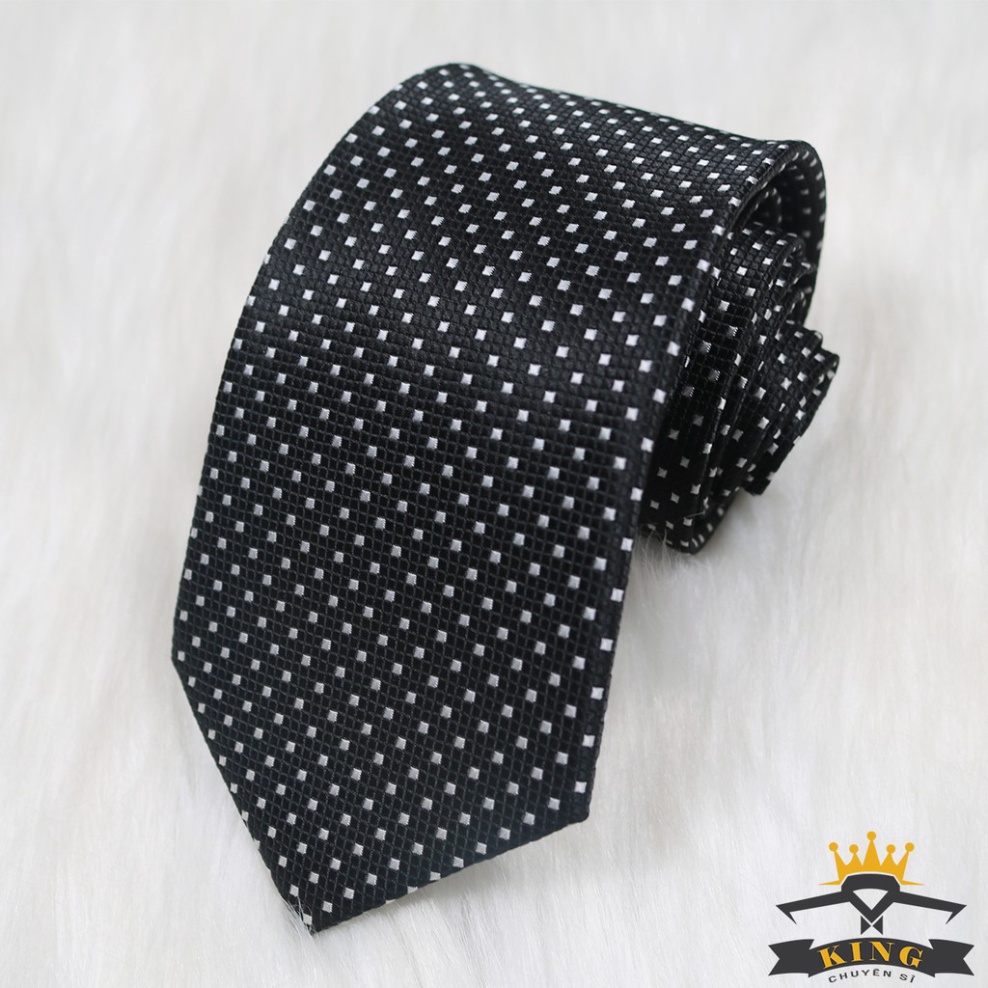 Cà vạt nam đen KING caravat chấm bi công sở ( C052 )
