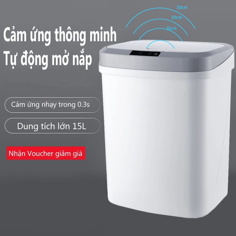 Thùng Rác Cảm Ứng Tự Động Thông Minh Sạc Tích Điện Độ Chống Nước Tốt Đèn LED chiếu sáng ban đêm