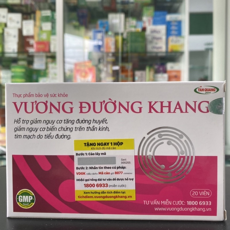 Vương Đường Khang - Hỗ trợ làm giảm đường huyết, giảm biến chúng tiểu đường ( có tem tích điểm )