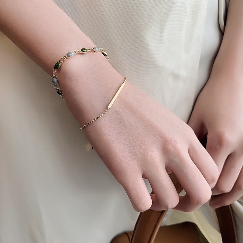Bộ 2 Vòng Tay Hợp Kim Mạ Vàng Phong Cách Hàn Quốc Cho Nữ