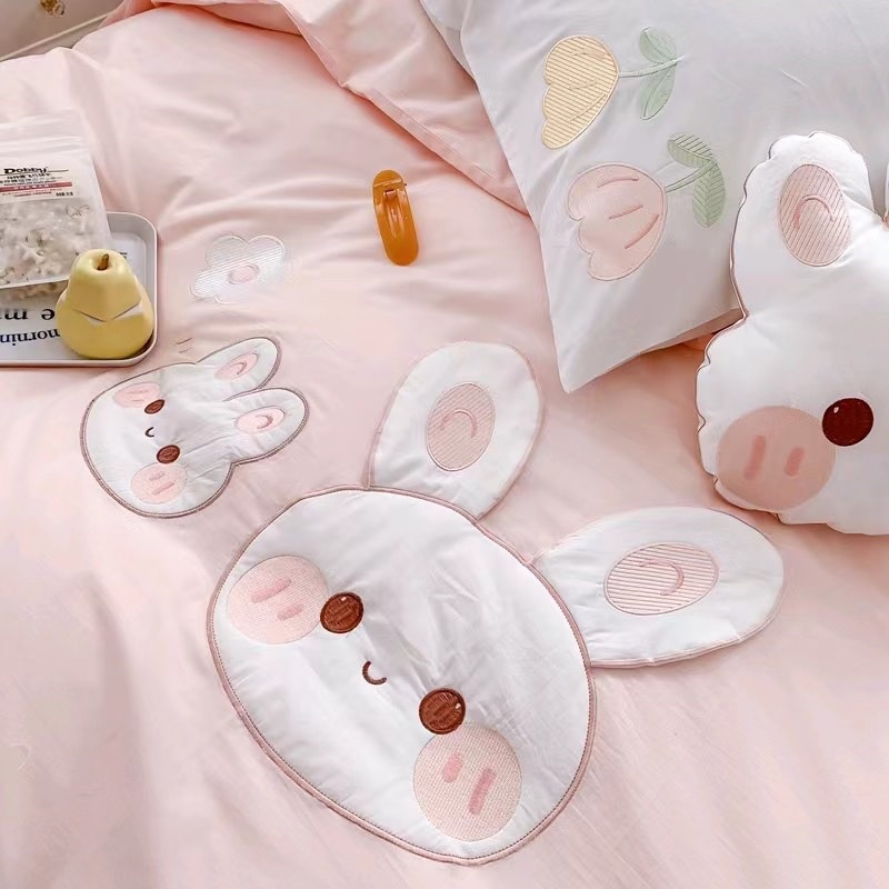 Bộ chăn ga gối Cotton Linen hữu cơ Thỏ Xinh 🐰