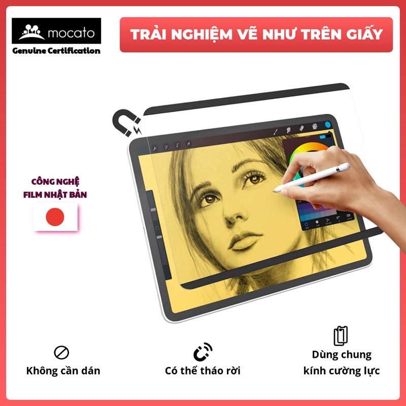 Dán Paperlike nam châm tháo lắp dễ dàng cho iPad viết vẽ như trên giấy mà không cần dán vào màn hình