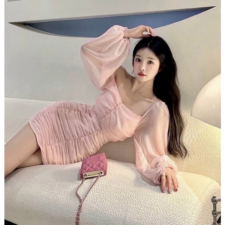 ĐẦM NHÚN TAY PHỒNG VẢI VOAN MỀM