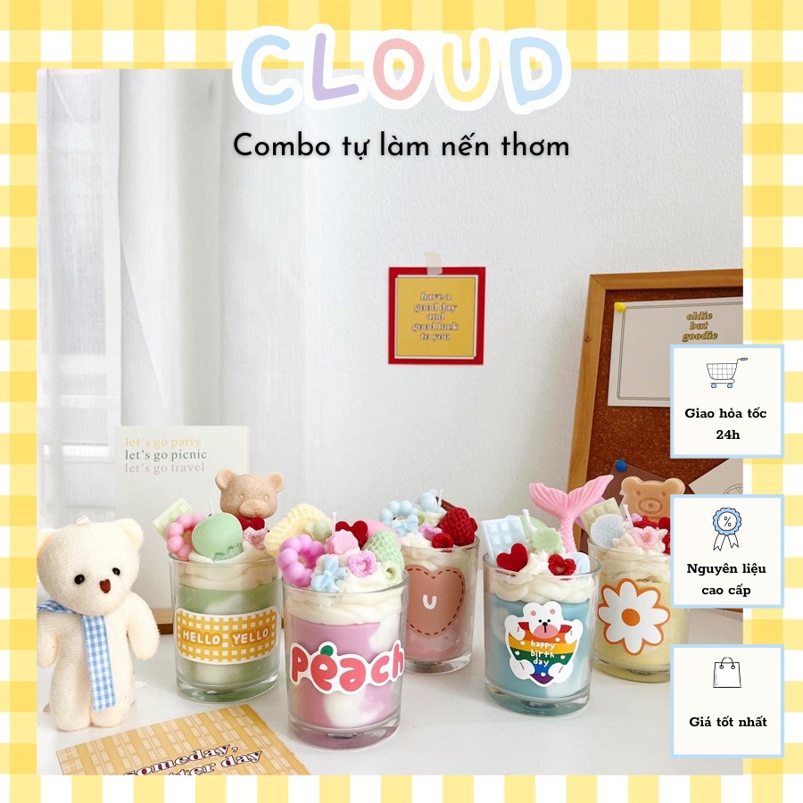 Combo làm nến thơm Cloud Candle tinh dầu cao cấp