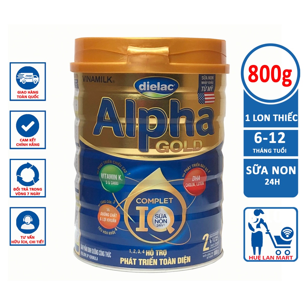 Sữa Bột Vinamilk Dielac Alpha Gold Complet IQ Số 2 Sữa Non- Hộp 800g