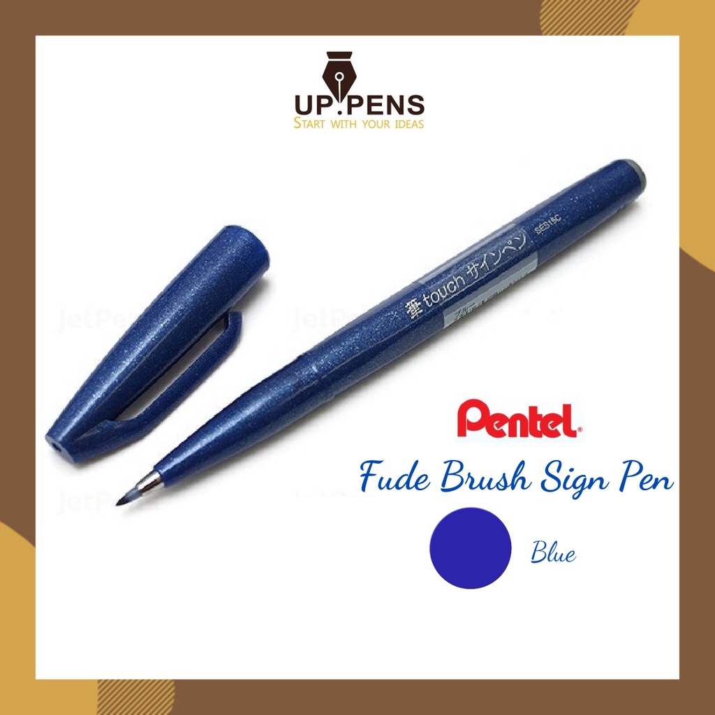 Bút lông đầu cọ viết calligraphy Pentel Fude Touch Brush Sign Pen - Màu xanh dương (Blue)