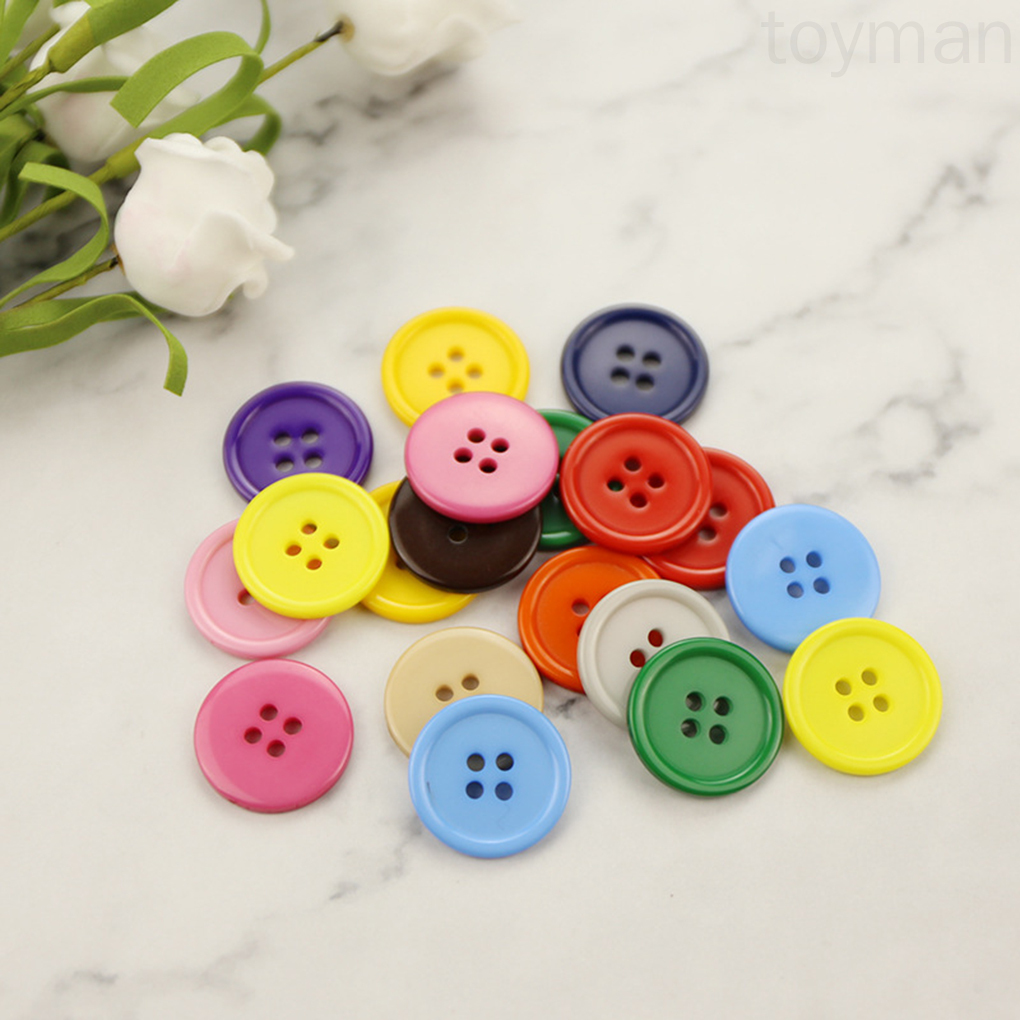 Set 100 cúc may 4 lỗ nhiều màu sắc trang trí quần áo/đồ thủ công