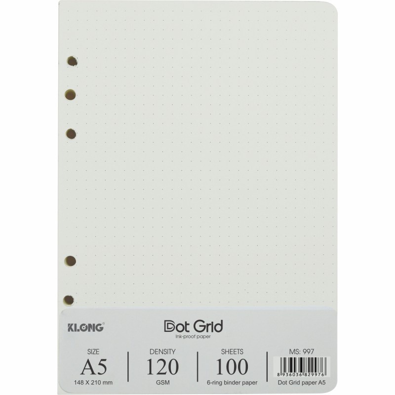 RUỘT sổ còng KLONG A4-A5-B5 Caro-lined-Dash-Dot, HXGS giấy refill binder A4-A5-B5 klong