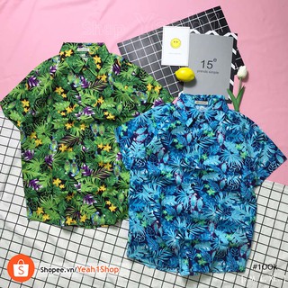 [Yeah1Shop]- Áo sơ mi đi biển lá xanh (M,L,XL) - SMTC