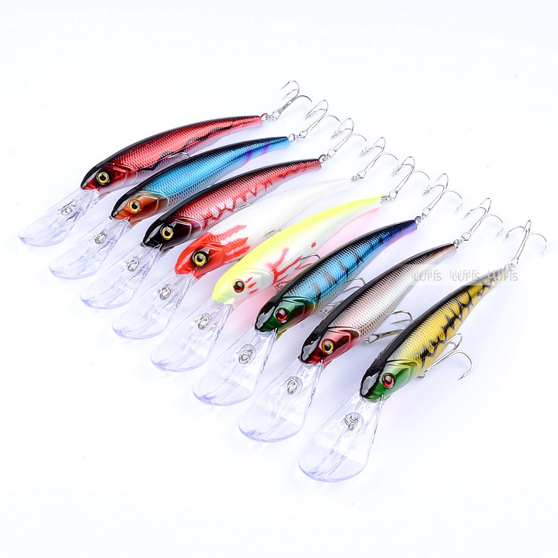 Mồi câu cá giả bằng nhựa cứng 8 màu 16cm/28g