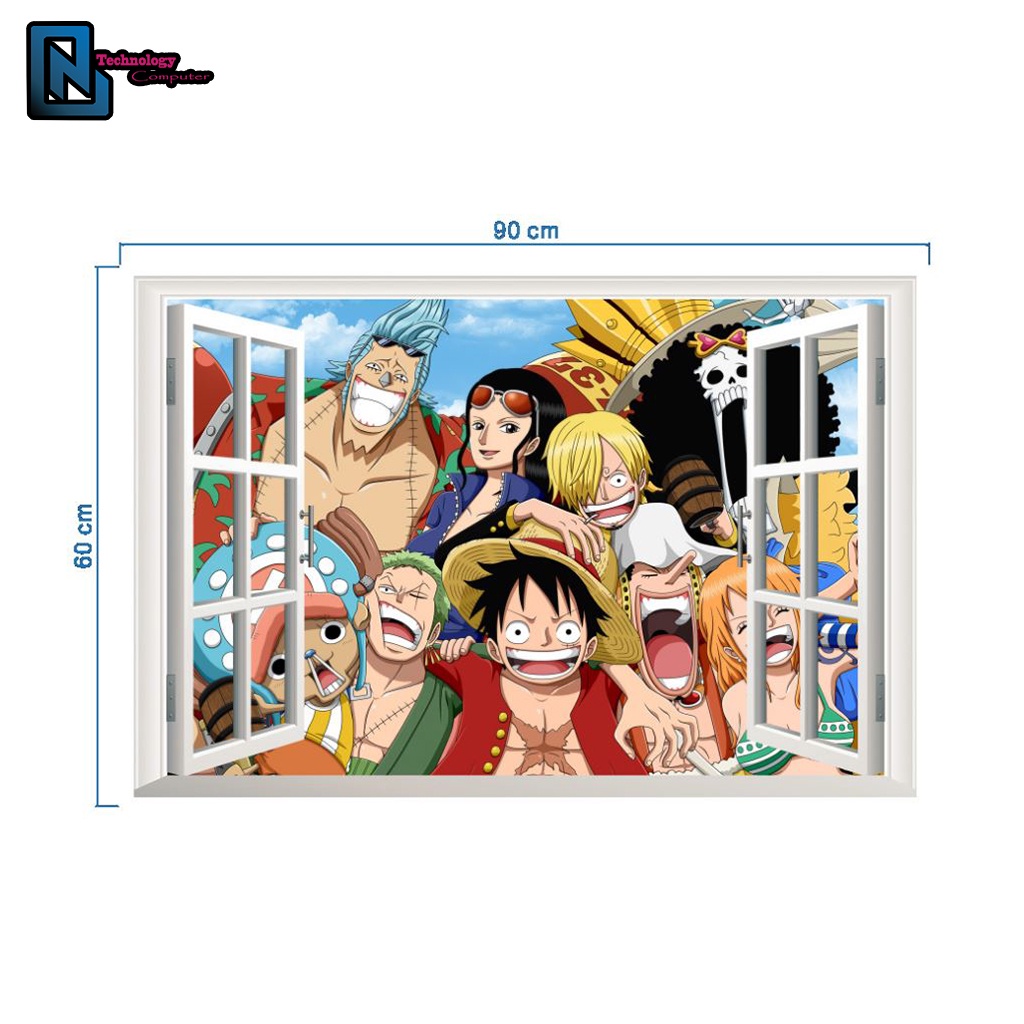 Miếng Decal 3d Dán Tường One Piece Luffy Nhân Vật Hoạt Hình