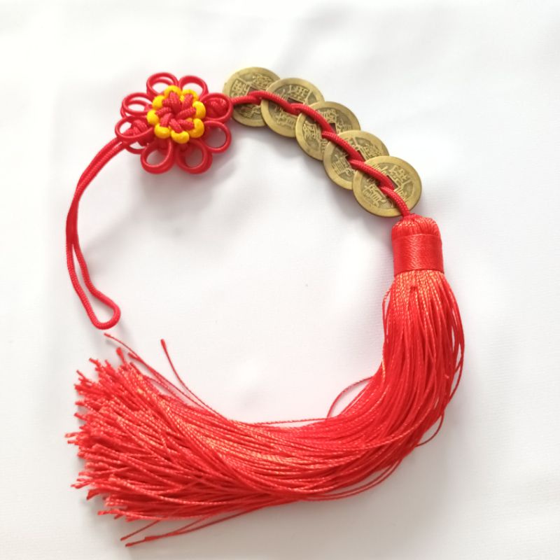 Chuỗi tiền xu ngũ đế đắc tài lộc treo xe, bàn làm việc, quầy thu ngân, phòng khách, trấn trạch, thuật phong thủy