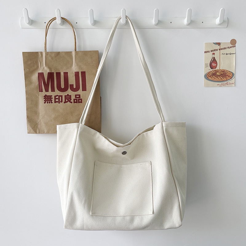 Túi Xách Canvas Cỡ Lớn Thiết Kế Đơn Giản Thời Trang Cho Học Sinh