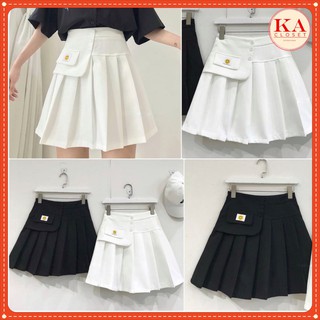 Chân Váy Tennis Xếp Ly KA Closet Chân váy mặt cười, chất tuyết mưa, khóa cạnh, size M và L