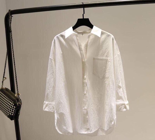 Áo sơimi trắng 1 túi cổ bẻ HUSL754