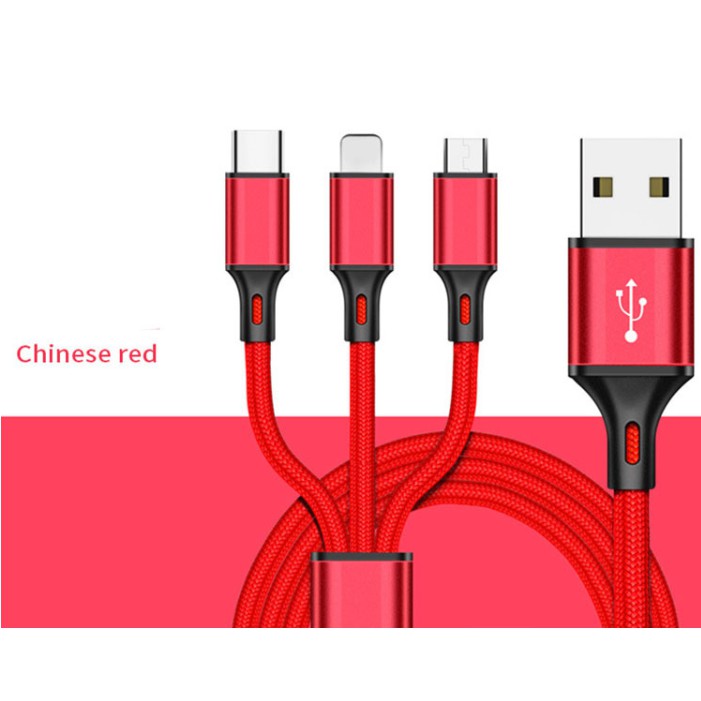 Dây cáp sạc đa năng 3 in 1  TopK cổng micro USB type-c Lightning cao cấp tương thích mọi điện thoại