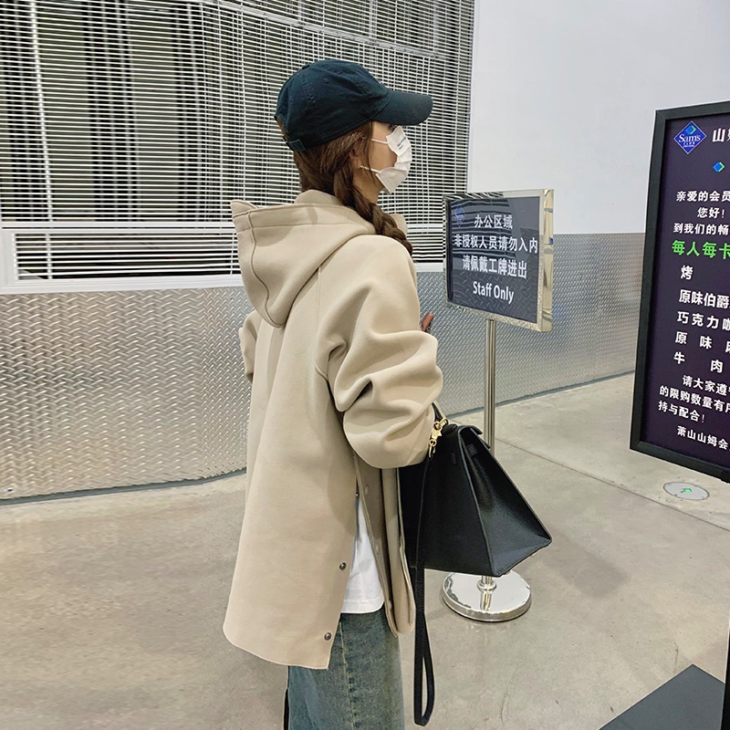 【ZHELIHANGFEI】Áo Hoodie Tay Dài Dáng Rộng Phong Cách Thời Trang Mỹ