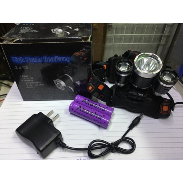 Đèn đeo đầu 3 bóng 2 pin siêu sáng
