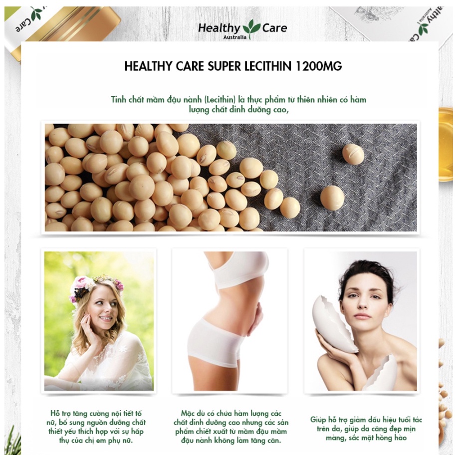 Mầm đậu nành điều hòa nội tiết Healthy Care Super Lecithin 100 viên