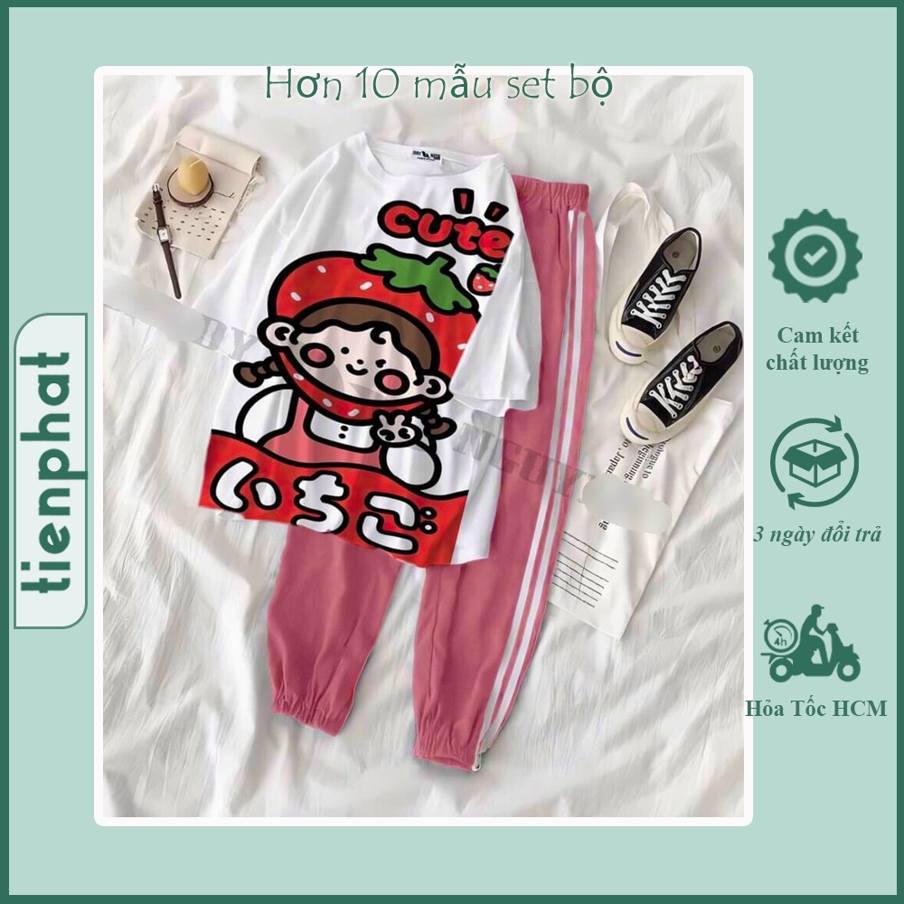 set Đồ bộ nữ form rộng Unisex - quần thể thao - freesize 45kg đến 65kg