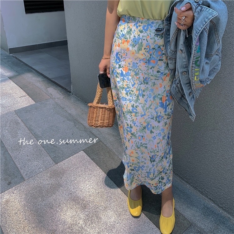 Chân Váy Voan Dài Lưng Cao In Hoa Kiểu Pháp Ngọt Ngào Cho Nữ | BigBuy360 - bigbuy360.vn