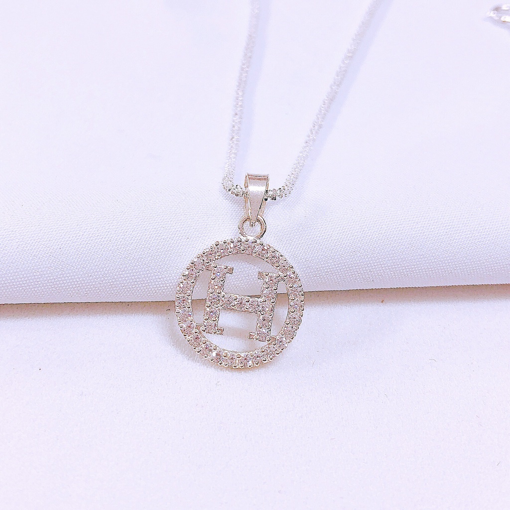 Dây chuyền xù mặt chữ H sang trọng LINH MIU SILVER
