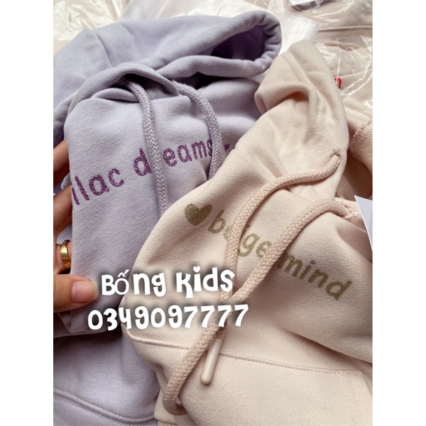 Bộ Nỉ Hoodie Bé Gái In Chữ Nhũ GJ