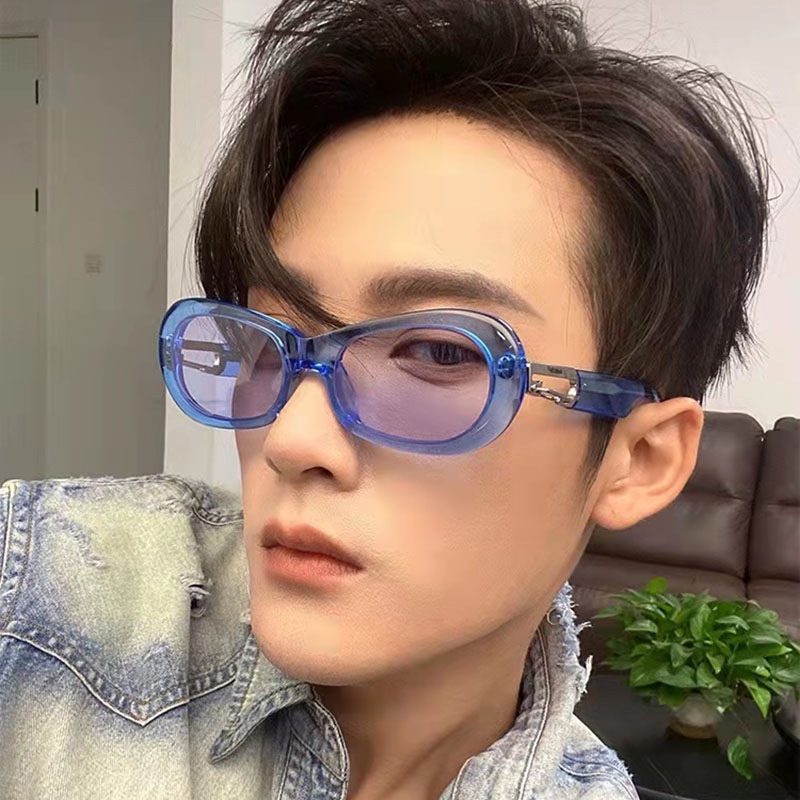 Kính mát hình oval màu kẹo cá tính cho nam