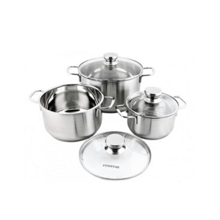 Bộ nồi inox cao cấp Five Star 3 món nắp kính