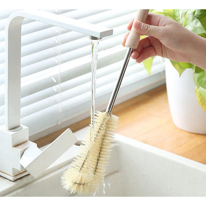 [Có sẵn] Dụng cụ cọ rửa vệ sinh chai lọ , các loại cốc chén cao thành chuyên dụng có tay cầm gỗ -  supersale247