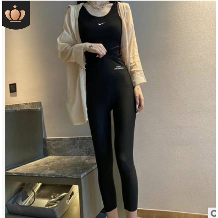 Combo Quần Tập Quần Legging Kích Thích Đổ Mồ Hôi Kết Hợp Dây Kéo Đàn Hồi Tập Thể Lực Đa Năng