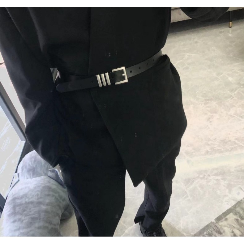 Thắt lưng da, Dây nịt đục lỗ nam nữ trẻ trung màu đen trắng trang trí dây chain pon.mens hà nội hcm