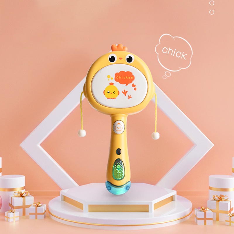 Đồ Chơi Lục Lạc Cầm Tay Họa Tiết Hoạt Hình Có Nhạc Và Đèn Cho Bé Sơ Sinh