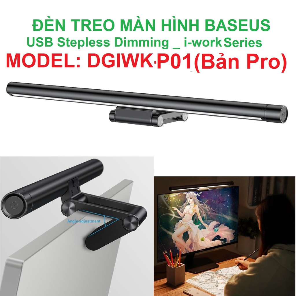 (Bản mới nhất Pro - Youth ) Đèn treo màn hình bảo vệ mắt Baseus i-work pro cho màn cong  Series DGIWK-P01,Chống Cận | BigBuy360 - bigbuy360.vn