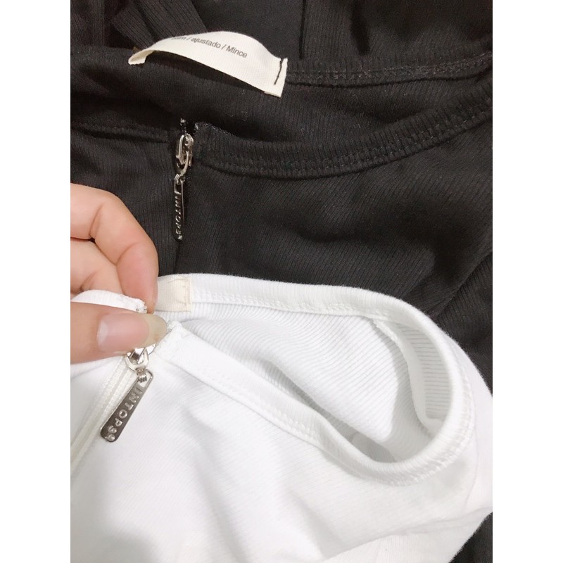 Áo croptop DÂY KÉO TAY DÀI