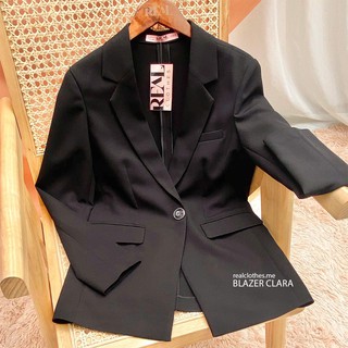 Blazer Công Sở Dáng Ôm Clara đen_REAL