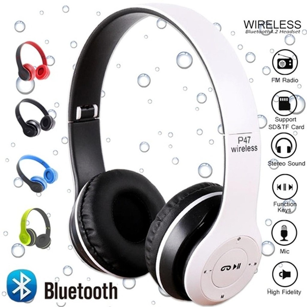 Tai Nghe Không Dây Chụp Tai Headphone Bluetooth P47 - Có Khe Cắm Thẻ Nhớ - Nút bấm tích hợp - Âm Thanh Đỉnh Cao - A MEW
