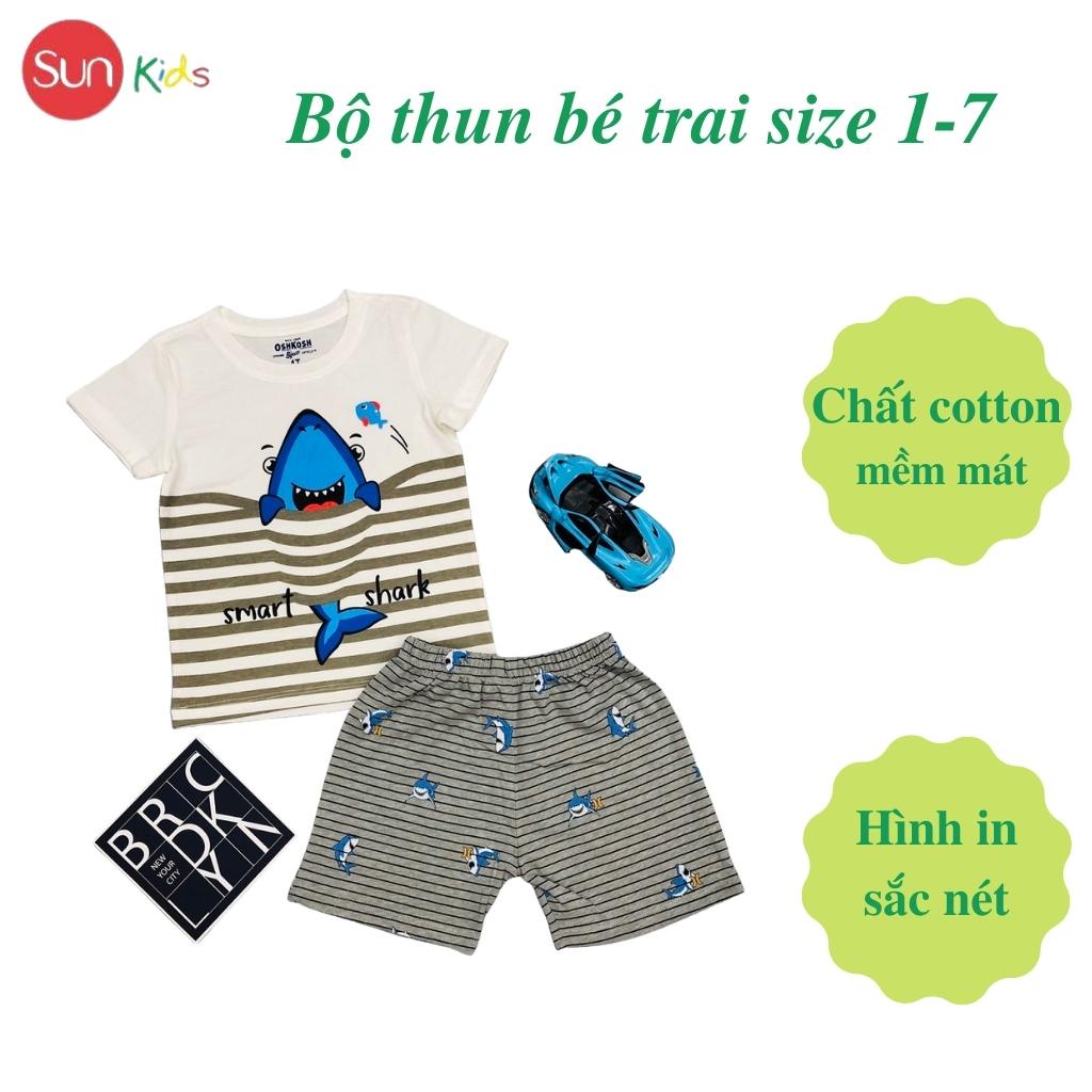 Đồ bộ bé trai, đồ bộ trẻ em chất thun cotton, size 1-7 tuổi, có nhiều màu - SUNKIDS